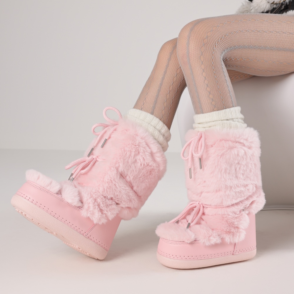 Waterproof Winter Boot - Kadınlar İçin Tüylü Botlar Yuvarlak Burunlu