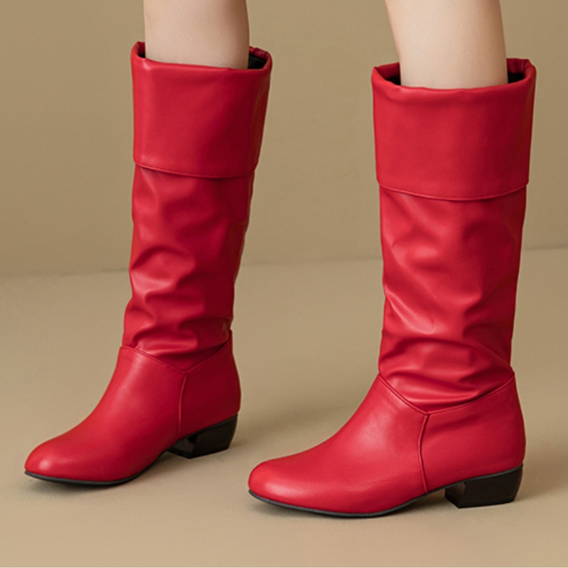 Waterproof Winter Boot - Diz Üstü Katlı Pileli Sonbahar Ayakkabıları