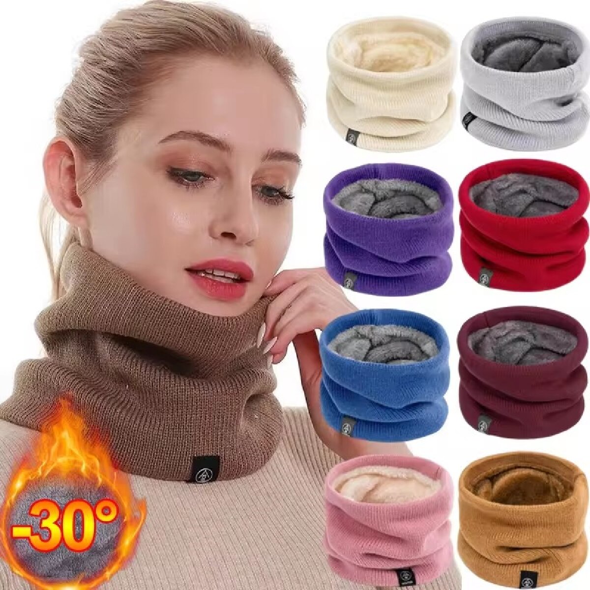 Neck Gaiter Fleece - Katı kış peluş susturucu yün örgü